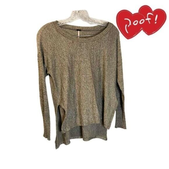 Poof! Women's Crewneck Sweatshirt Hi-Low Tunic Pullover‎ Sweater Marled - Picture 1 of 7